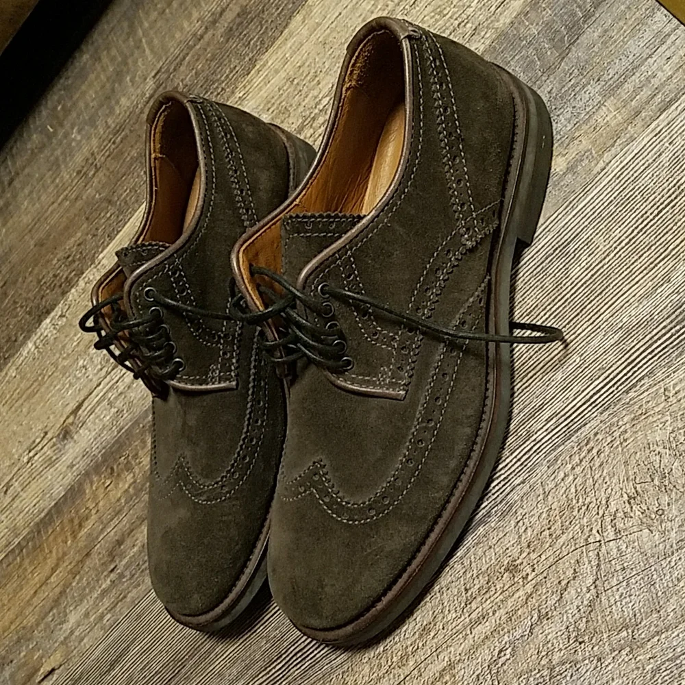 Aquatalia Olive Green Suede Wingtip Oxfords